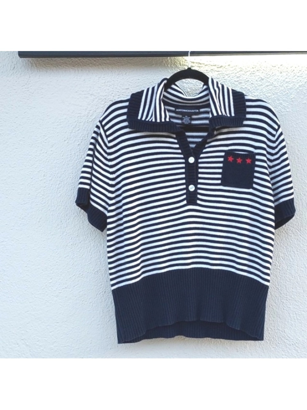 Norton McNaughton Black and White Striped Cotton Top
